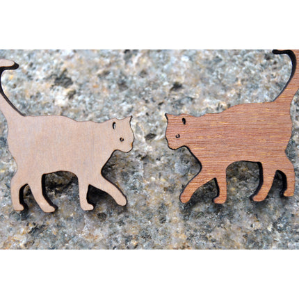 Wooden Cat Pin - Tiny Tiger Gift Shop