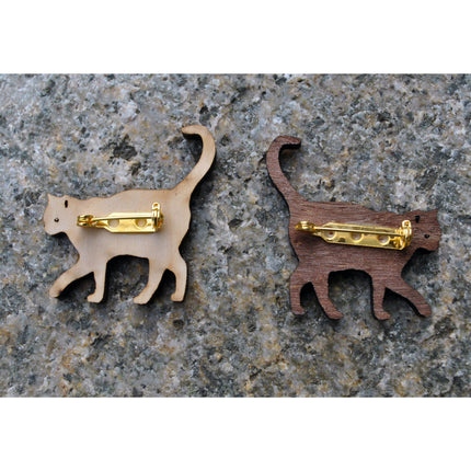 Wooden Cat Pin - Tiny Tiger Gift Shop