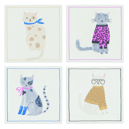 "Feline Fine": Soak Up Coasters (Set of 4) - Tiny Tiger Gift Shop