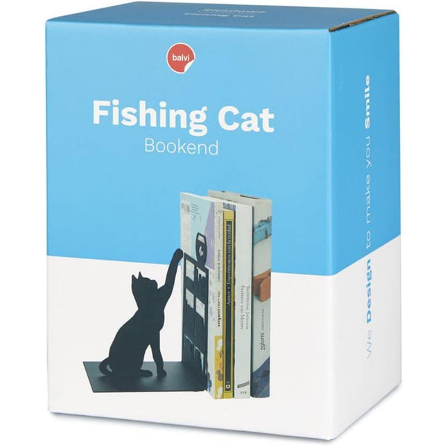 "Meowy": Fishing Cat Bookend - Tiny Tiger Gift Shop
